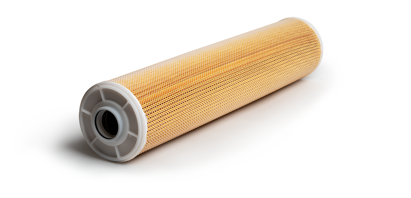 Close-up of pleated filter media for extended surface area