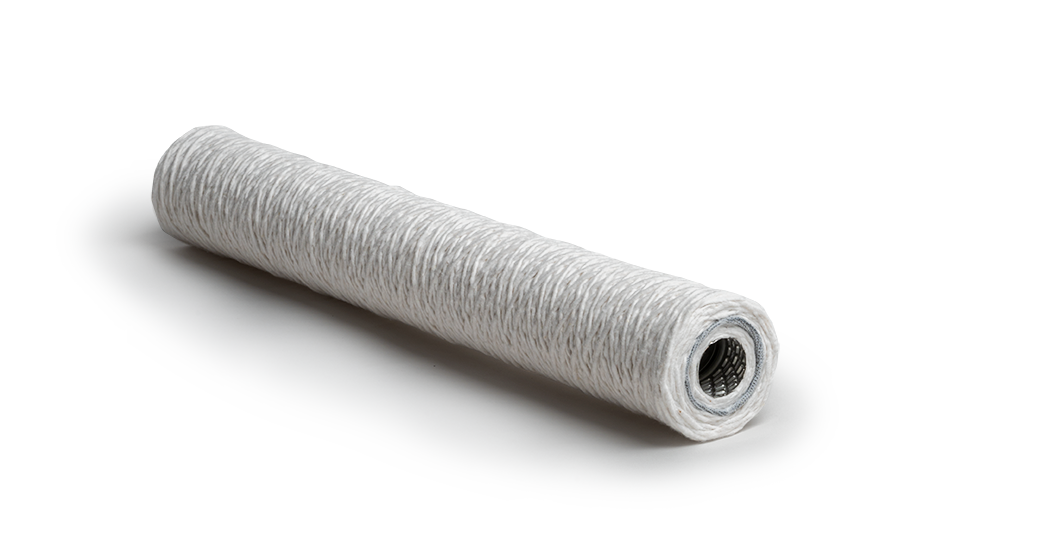 String-wound filter cartridges for industrial liquid filtration
